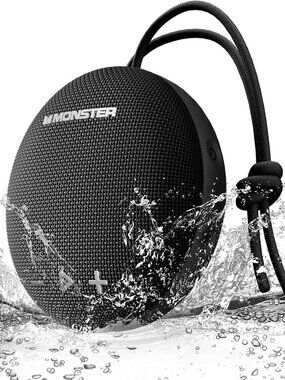 Monster Round One 15W Bluetooth Speaker, IPX8 Shower Speaker, Black